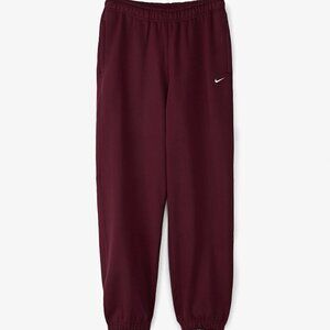 Nike Women's Burgundy Solo Swoosh Fleece Relax Fit Casual Jogger Pants Size XL